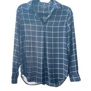 Women’s Banana Republic Navy Blue Boyfriend Fit Collared Dress Blouse (XS)